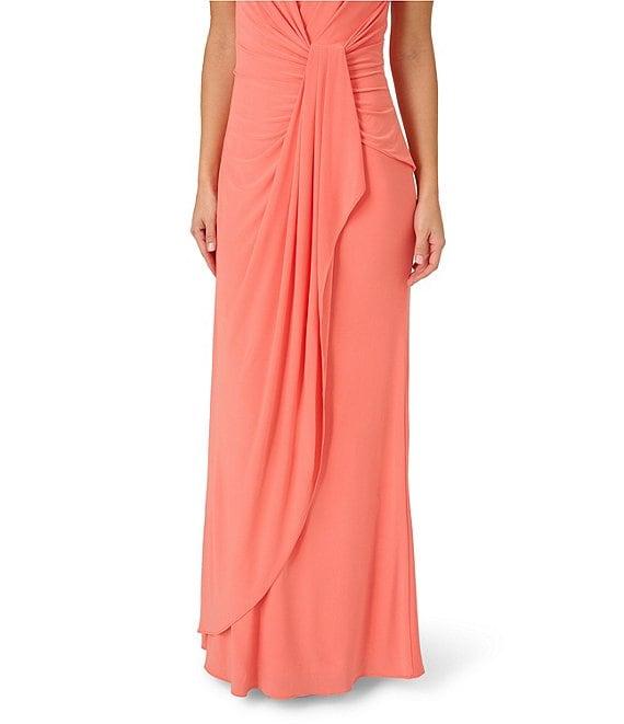 Adrianna Papell Stretch One Shoulder Sleeveless Twisted Front Draped Gown Product Image