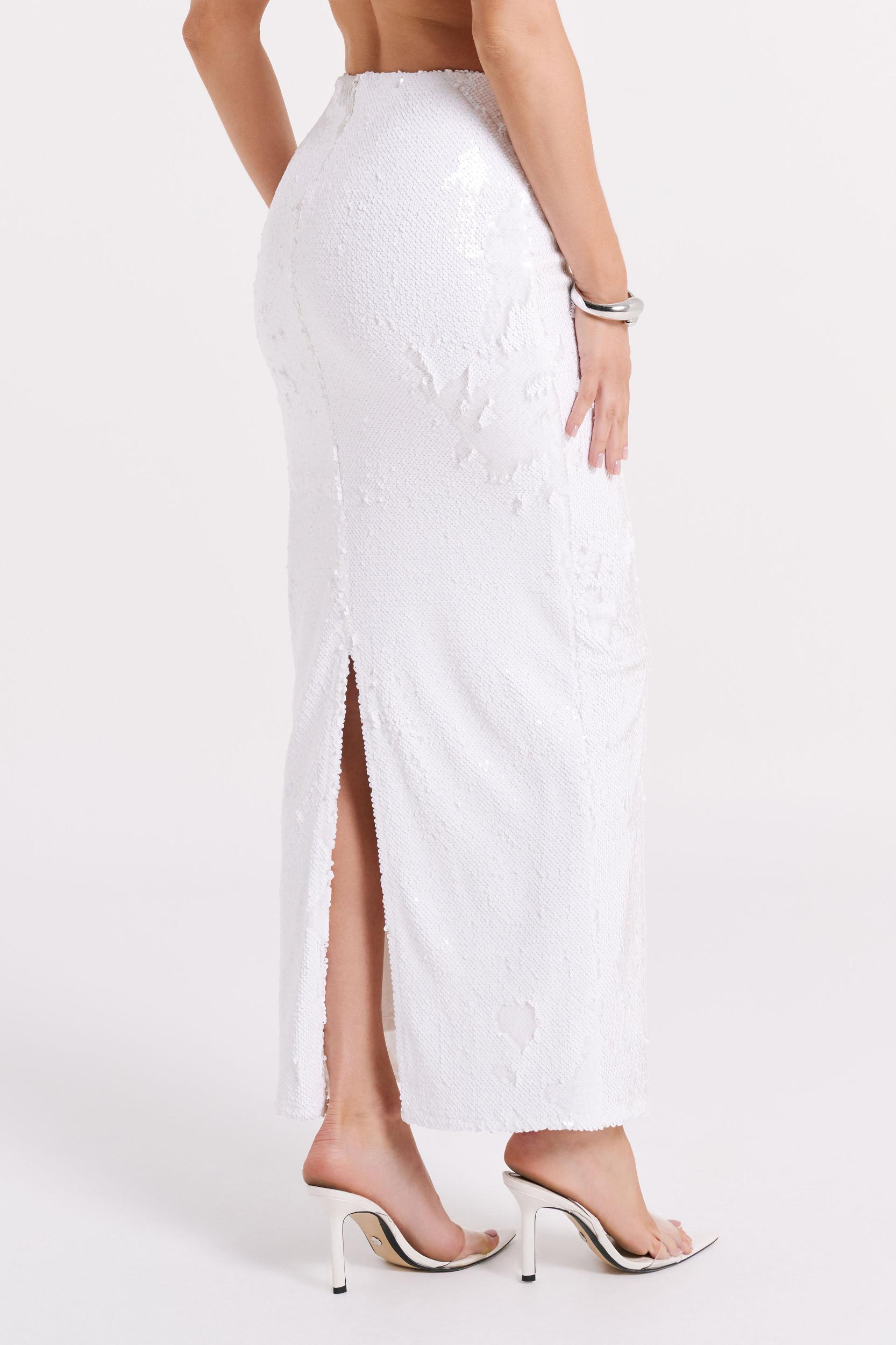 Cosette Sequin Maxi Skirt - White Product Image