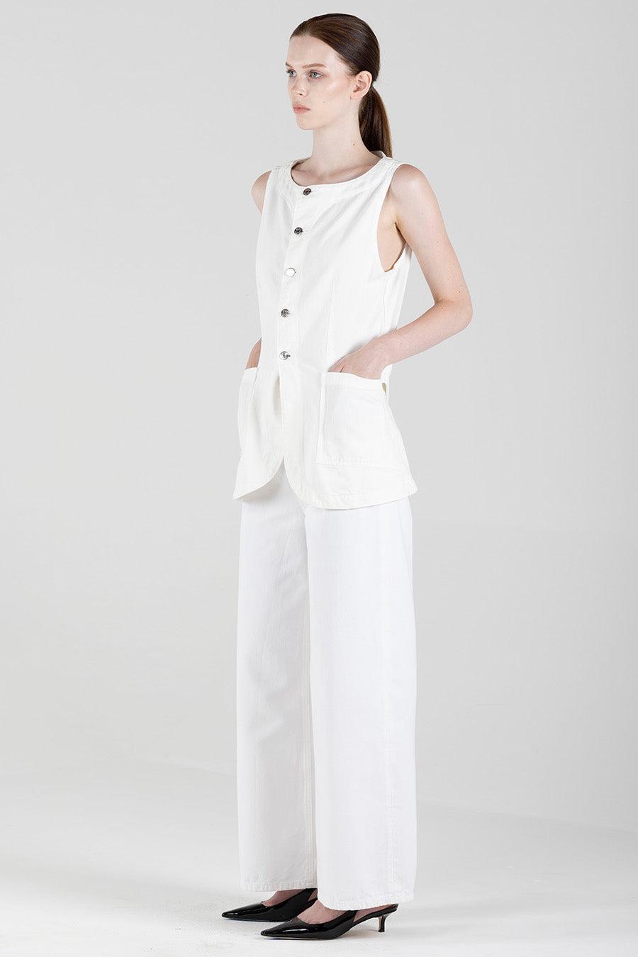 Jay Long Vest - Vintage White Product Image