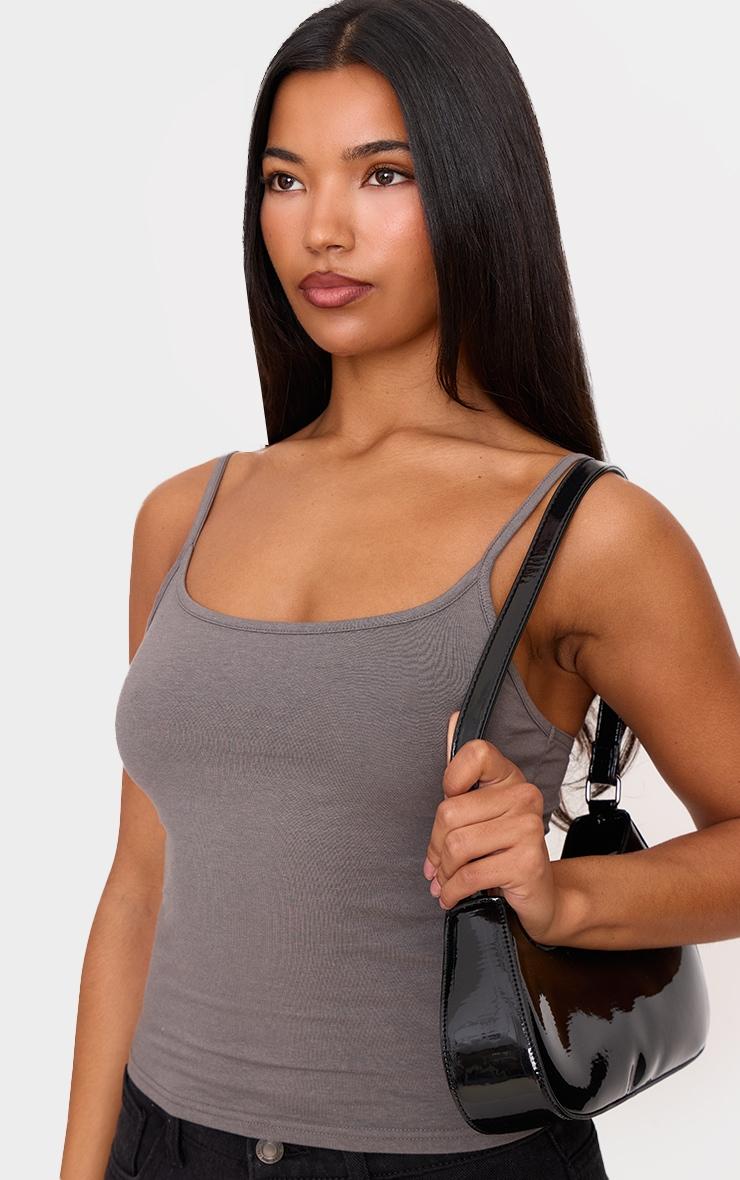Charcoal Modal Cotton Longline Vest Top Product Image