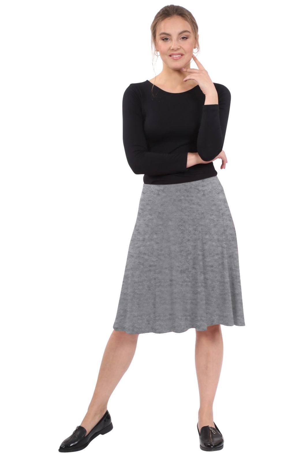 Knee-Length Skater Skirt with Full A-line Cut Product Image