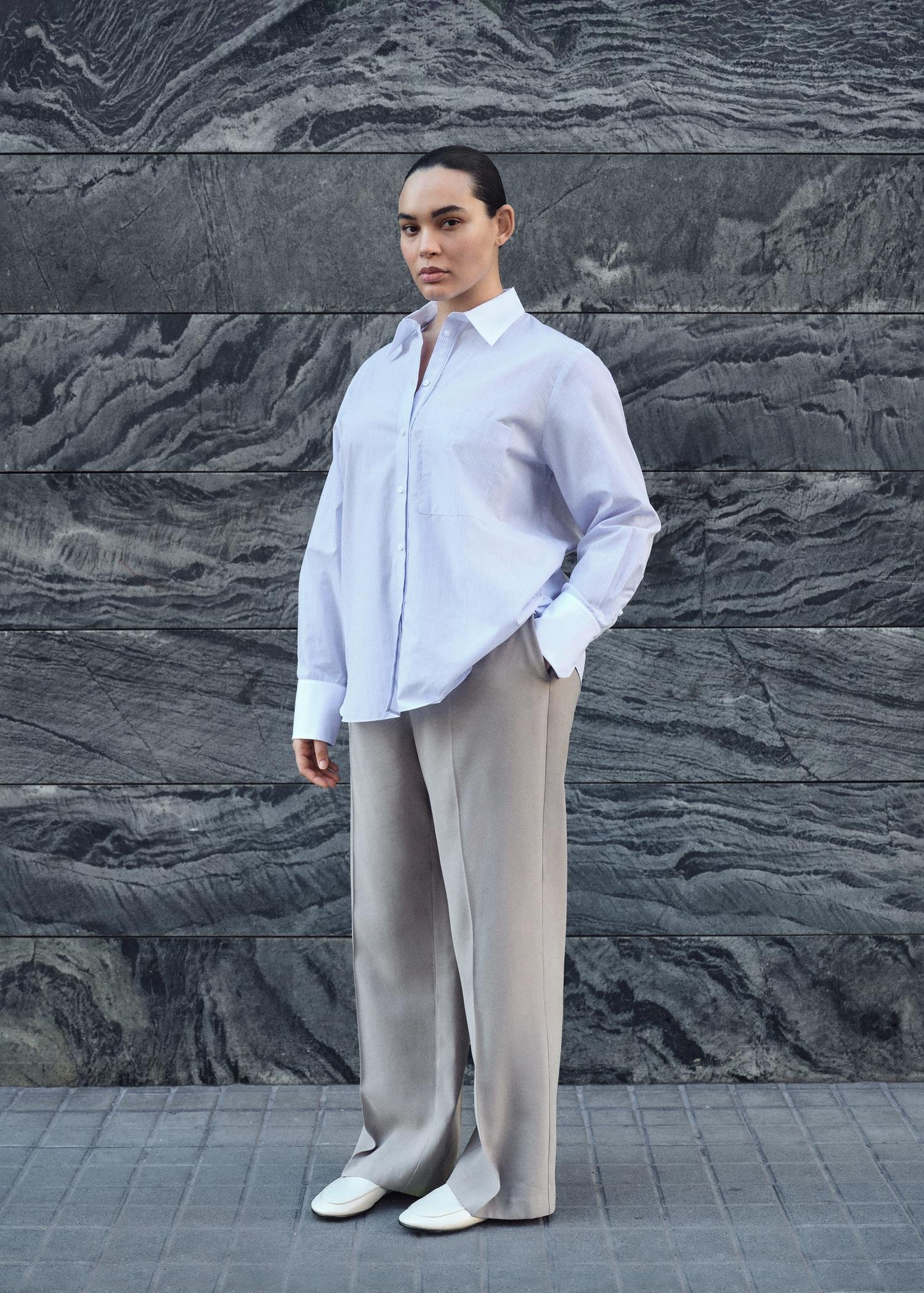 Cotton-blend combined shirt - Women | MANGO USA Product Image