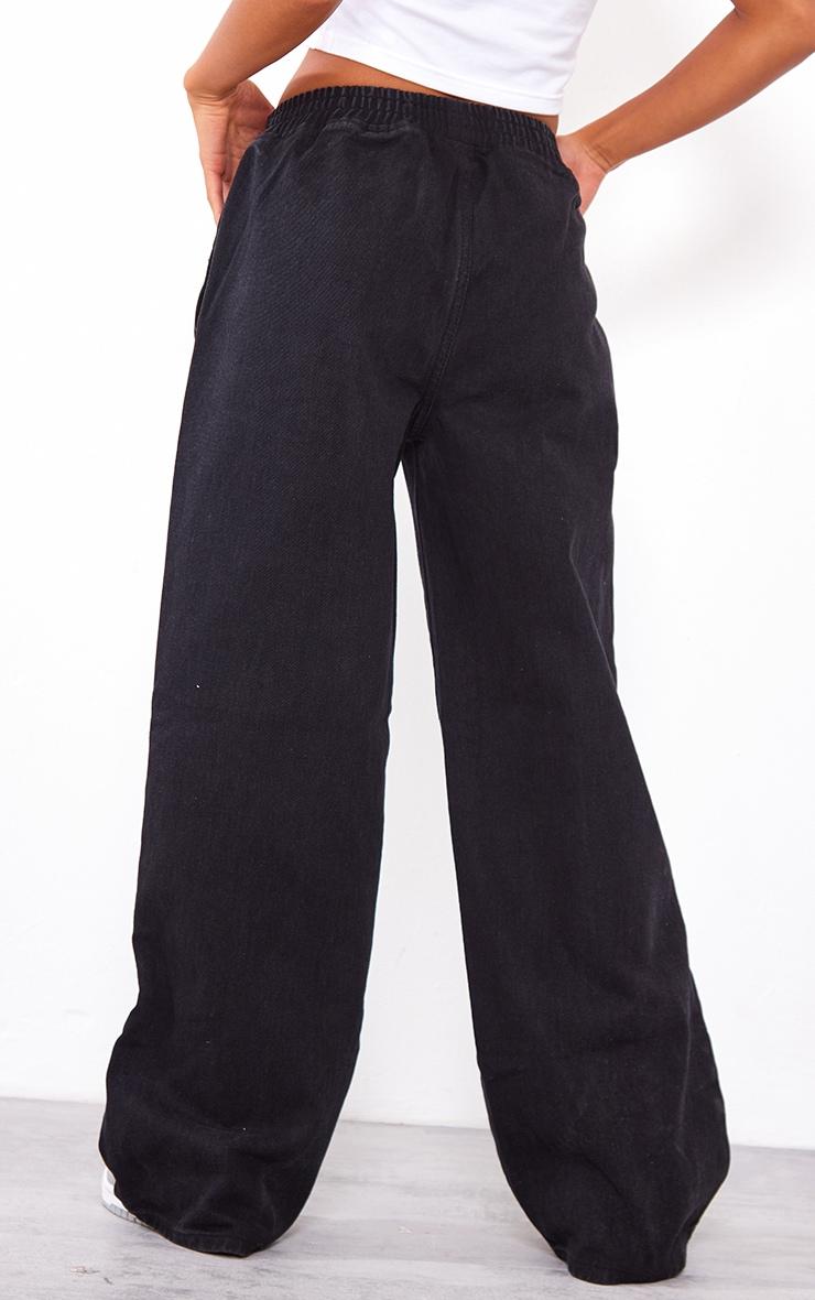 Petite Black Elasticated Wide Leg Jeans Product Image