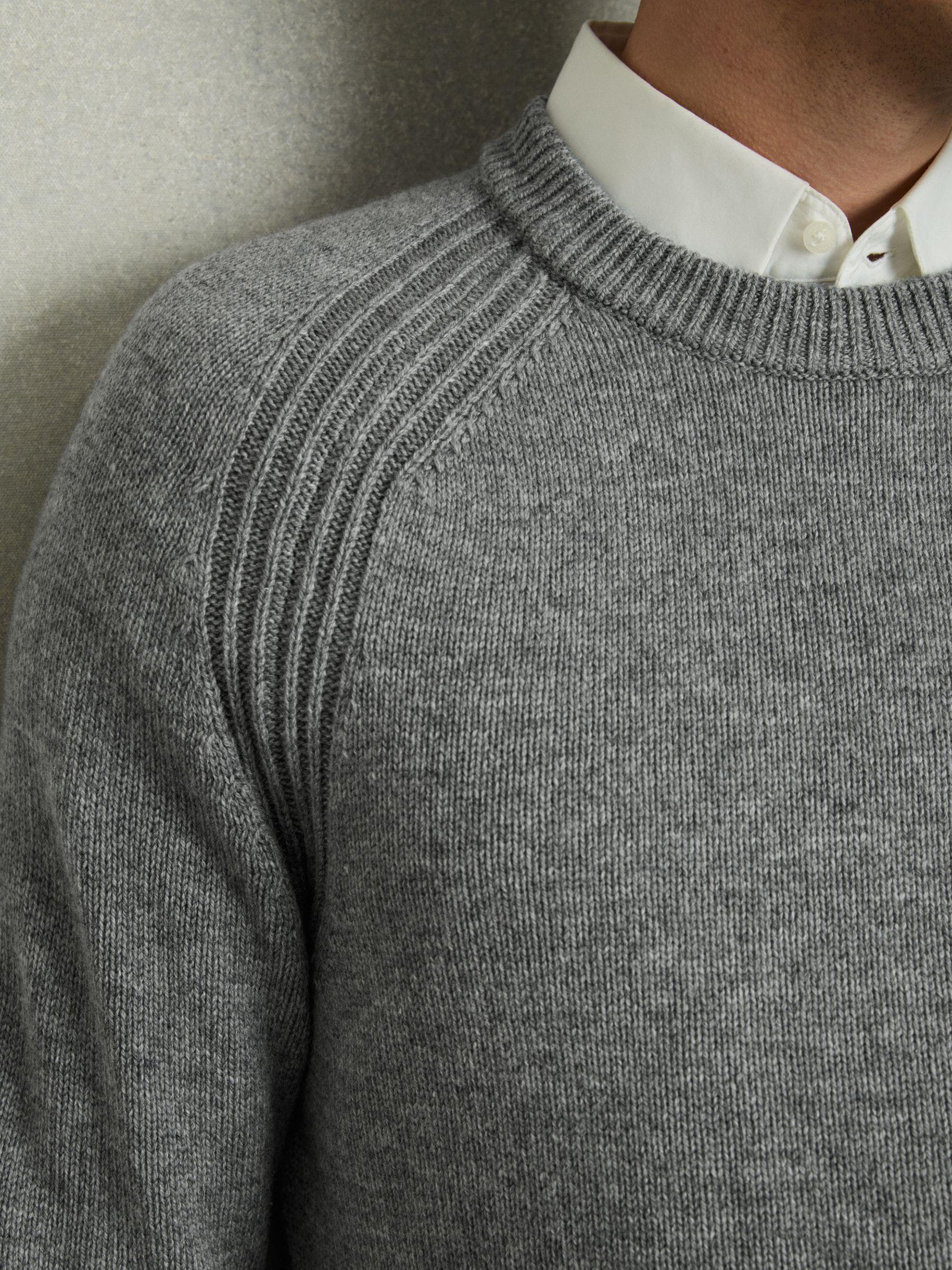 Wool Blend Ridge Seam Jumper in Mid Grey Melange Product Image