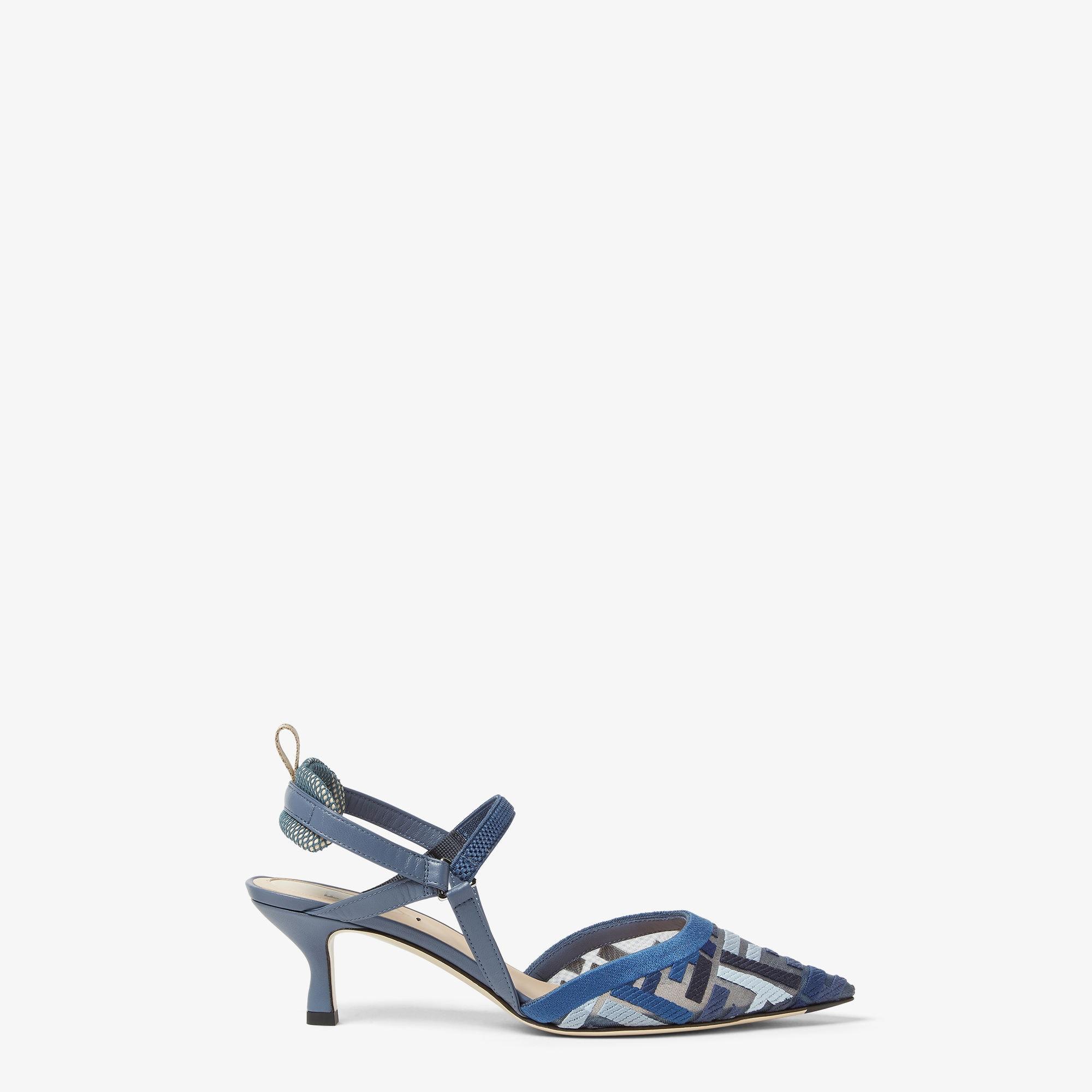 Colibrì LiteBlue mesh medium-heeled slingbacks with FF embroidery Product Image