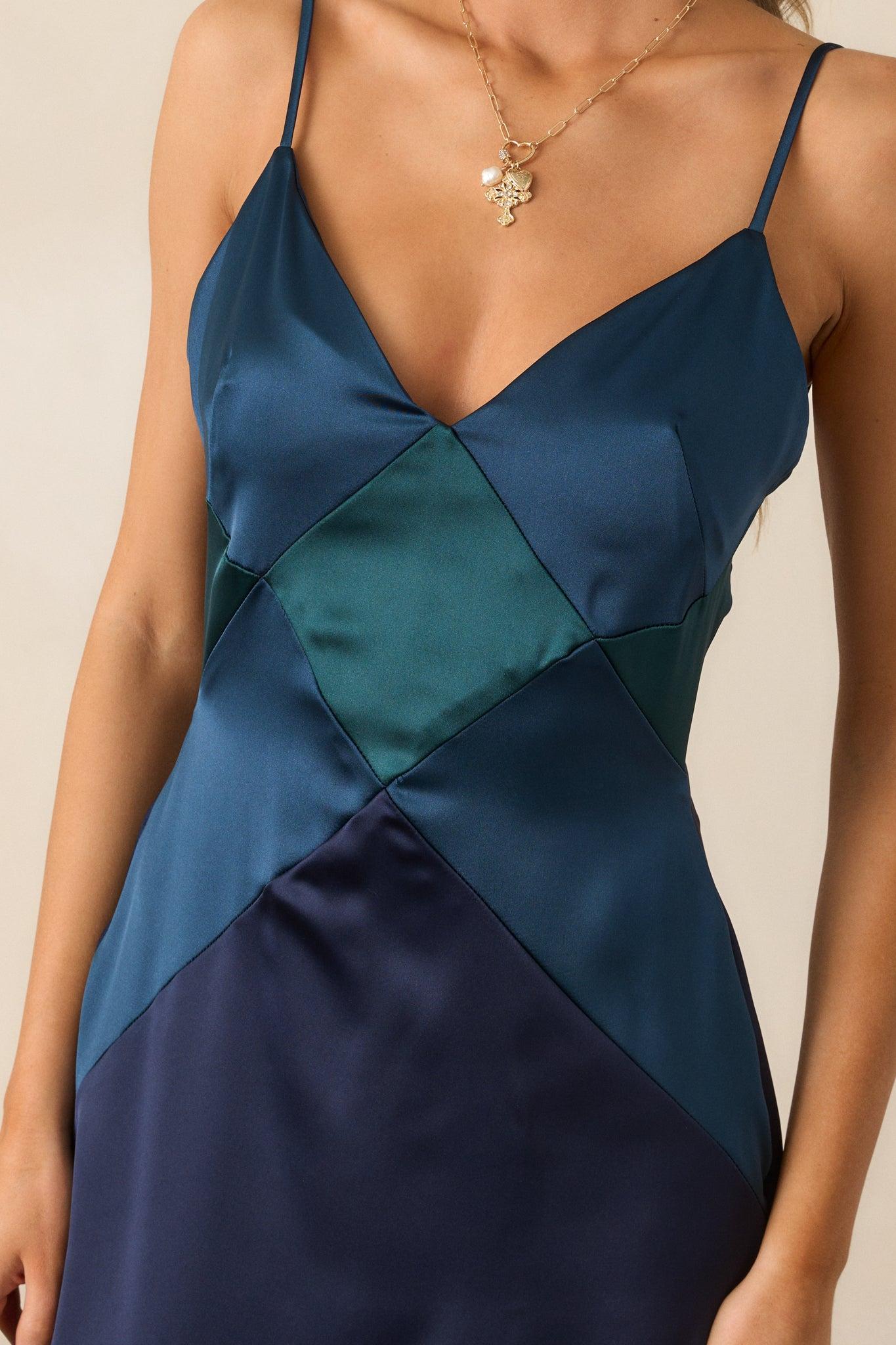 Celestial Skies Midnight Blue Satin Maxi Dress Product Image