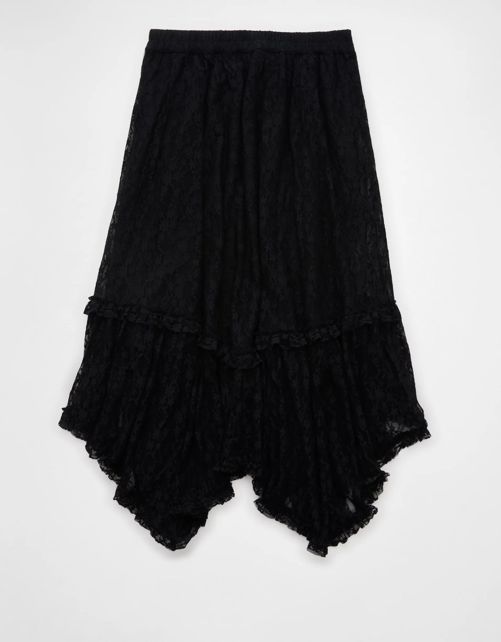 AE Lace Handkerchief Hem Maxi Skirt Product Image