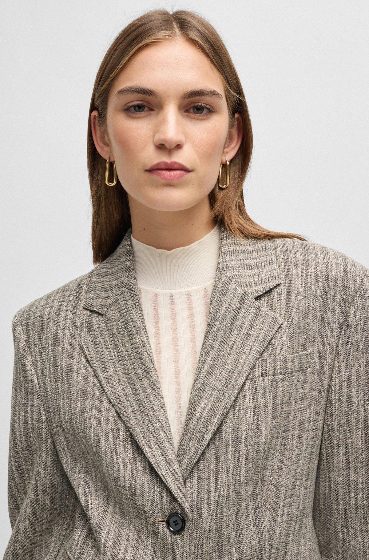 Slim-fit jacket in striped stretch cloth Product Image