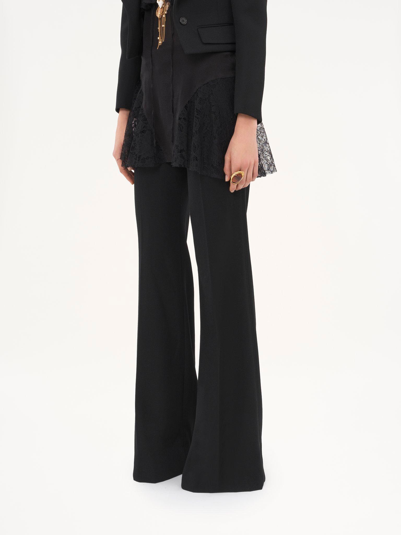 Flared tailored pants in wool gabardine Product Image