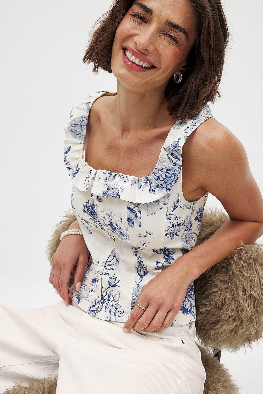 Square Neck Ruffle Corset Top Product Image