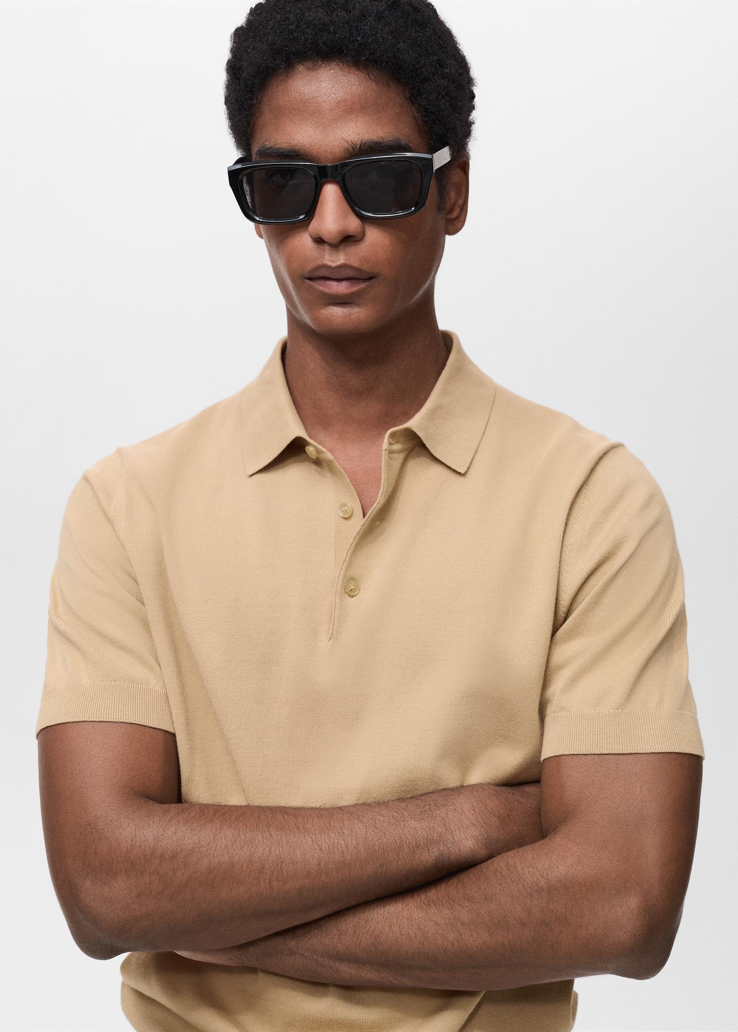 100% cotton fine-knit polo shirt - Men | MANGO USA Product Image