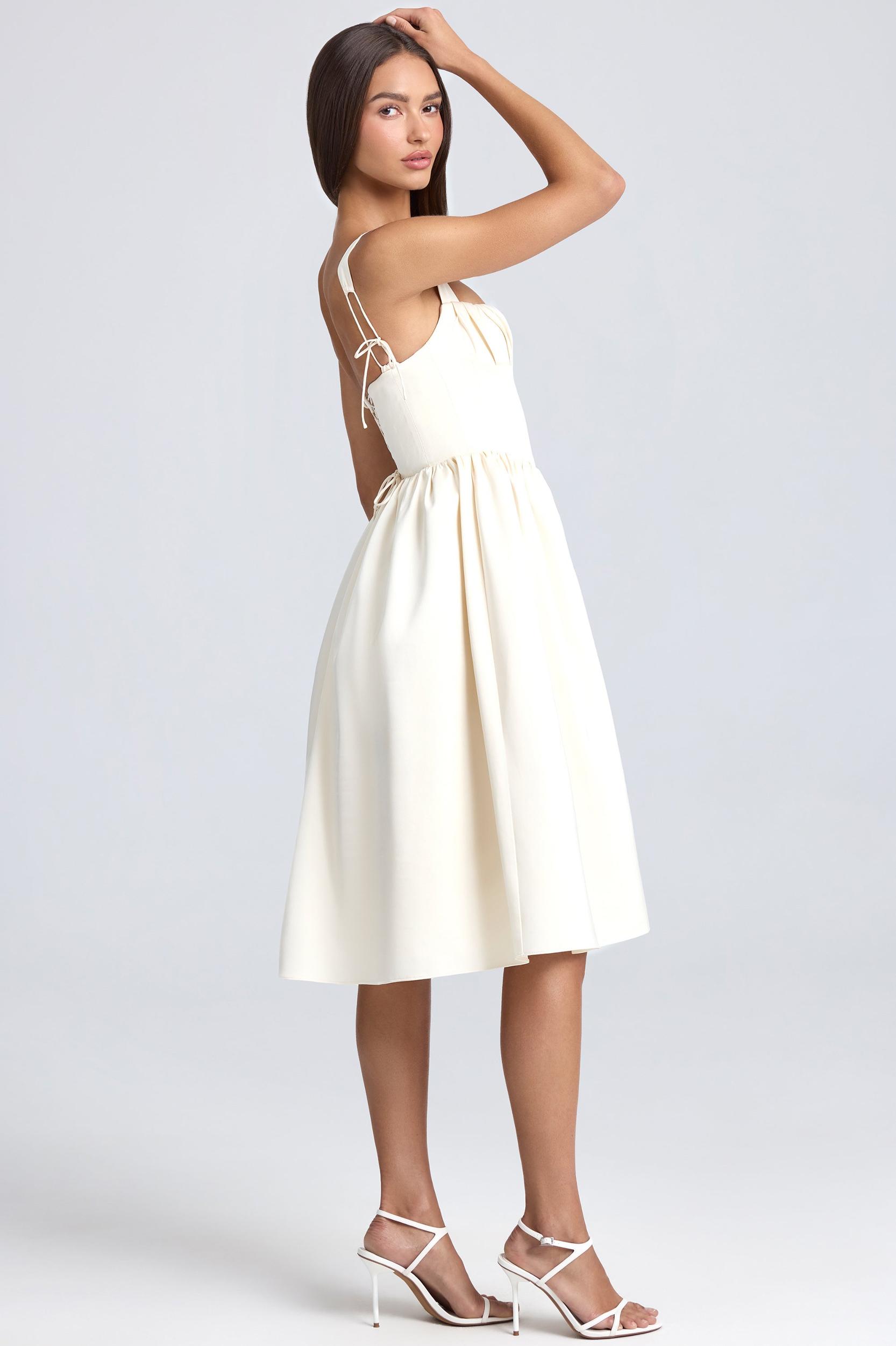 Draped Corset Midaxi Dress in Ivory Product Image