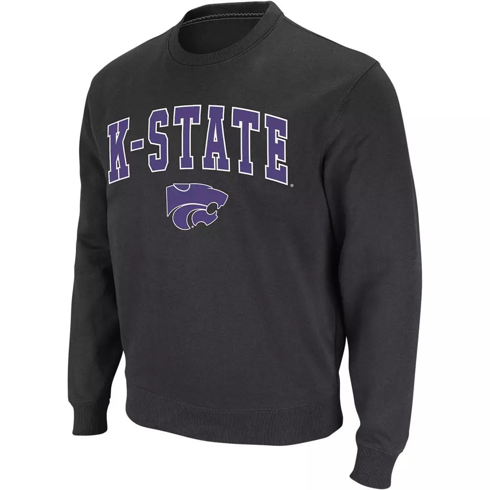 Men's Colosseum Black Kansas Jayhawks Arch & Logo Crew Neck Sweatshirt,  Product Image