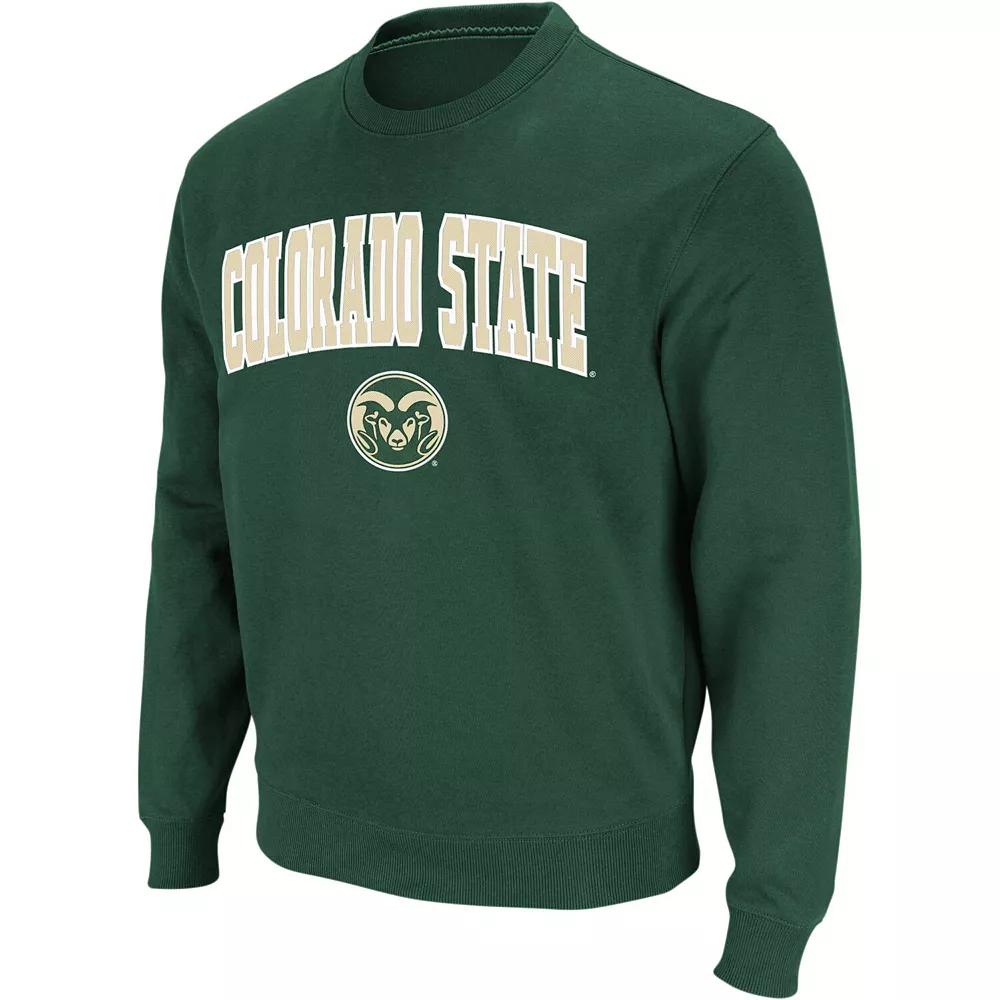 Men's Colosseum Green Colorado State Rams Arch & Logo Crew Neck Sweatshirt, Size: Medium Product Image