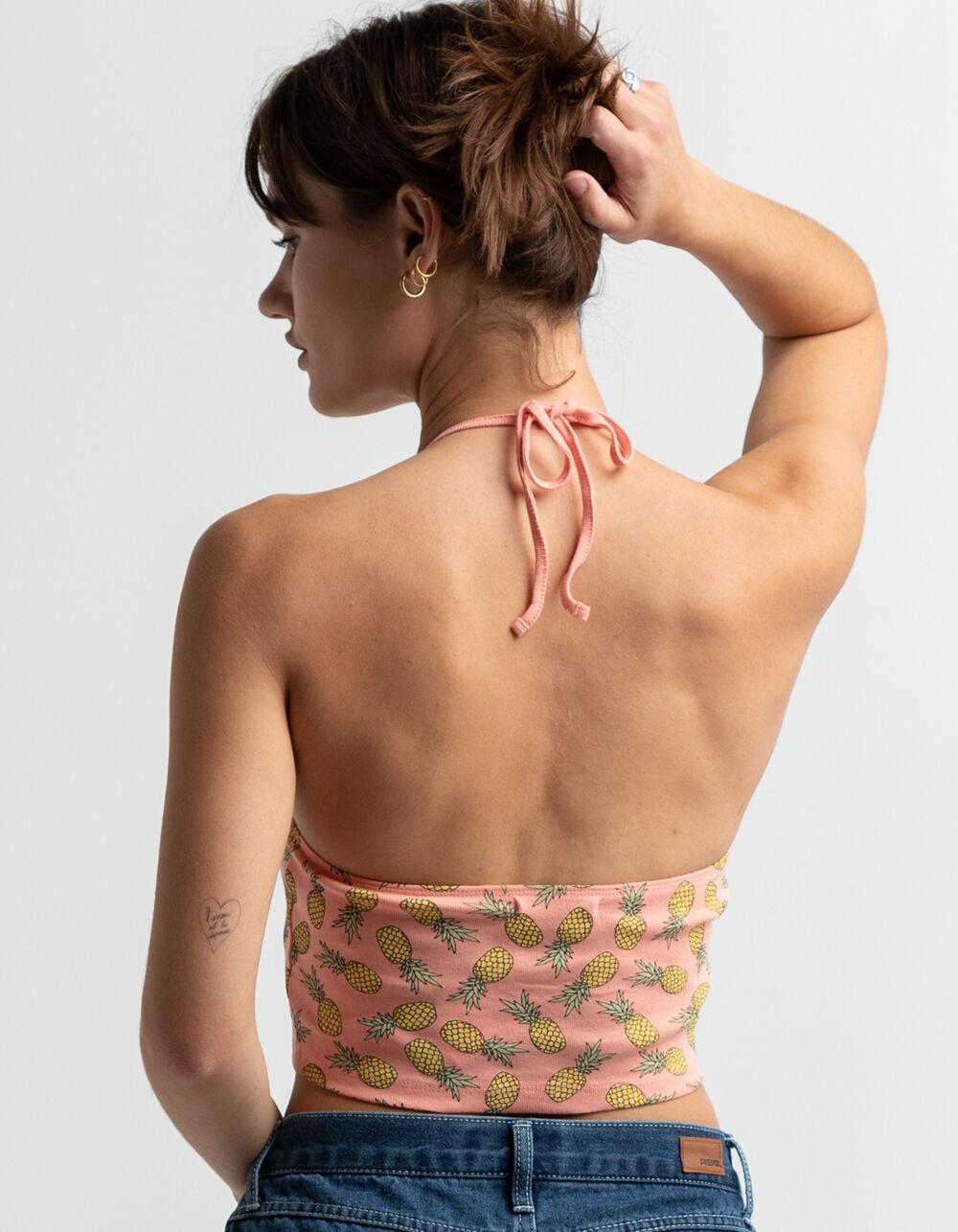 FULL TILT Pineapple Womens Halter Top - PEACH Product Image