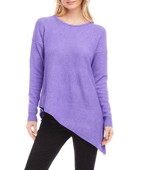 Karen Kane Crew Neckline Long Sleeve Asymmetrical Hemline Top Product Image