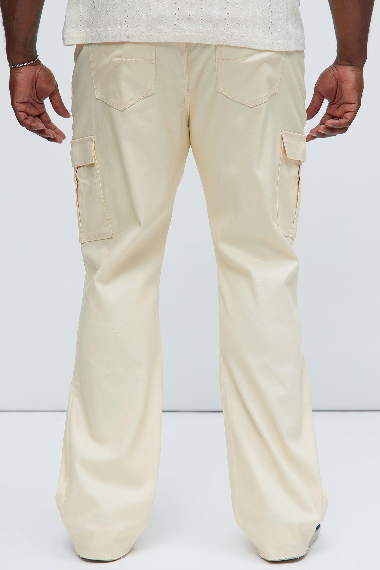 Better Be Cargo Waxed Skinny Flared Pants - Cream Product Image