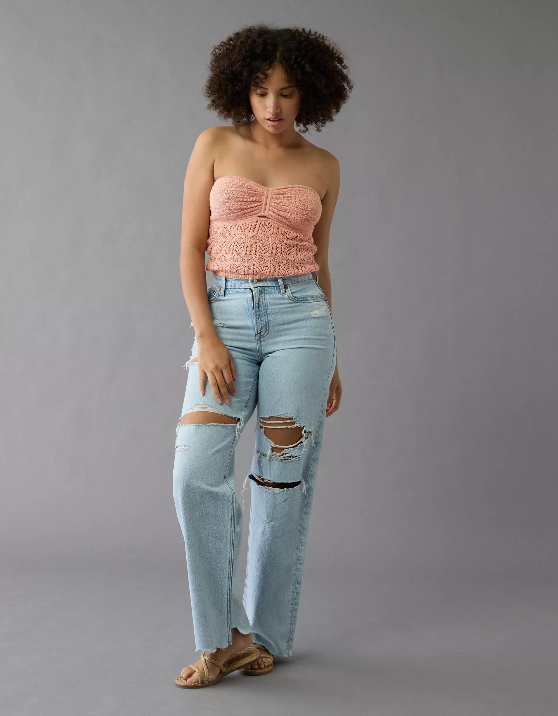 AE Cropped Crochet Tube Top Product Image