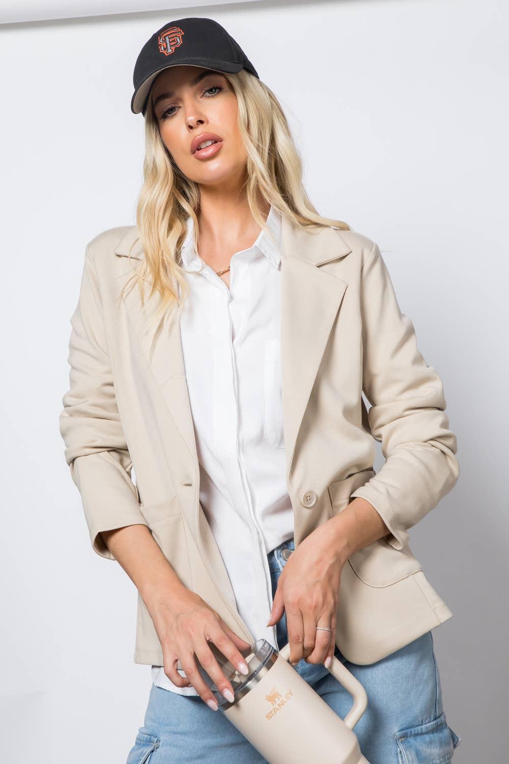 Ponte One Button Pocket Blazer Product Image