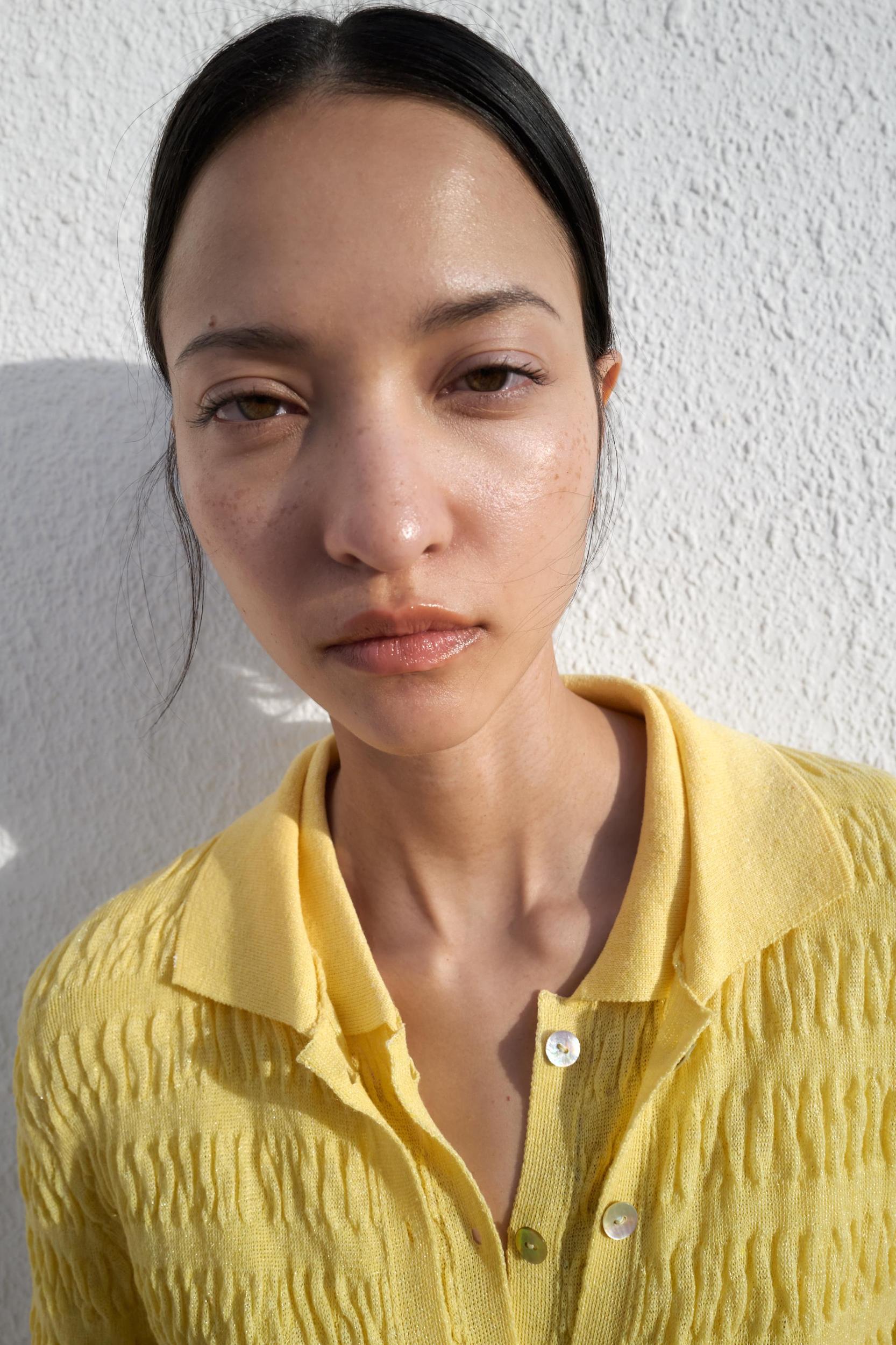 TEXTURED KNIT POLO TOP Product Image