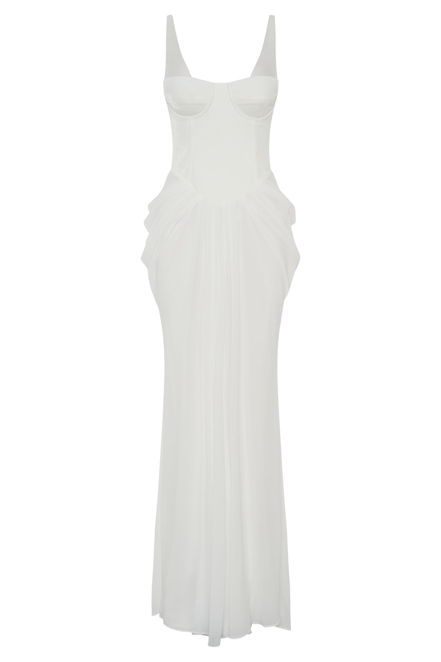 Roxanne Velvet Corset Maxi Dress - White Product Image