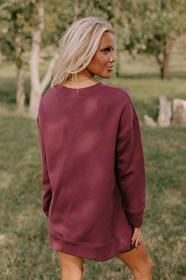 Central Park Stroll Oversized Sweatshirt in Maroon Product Image