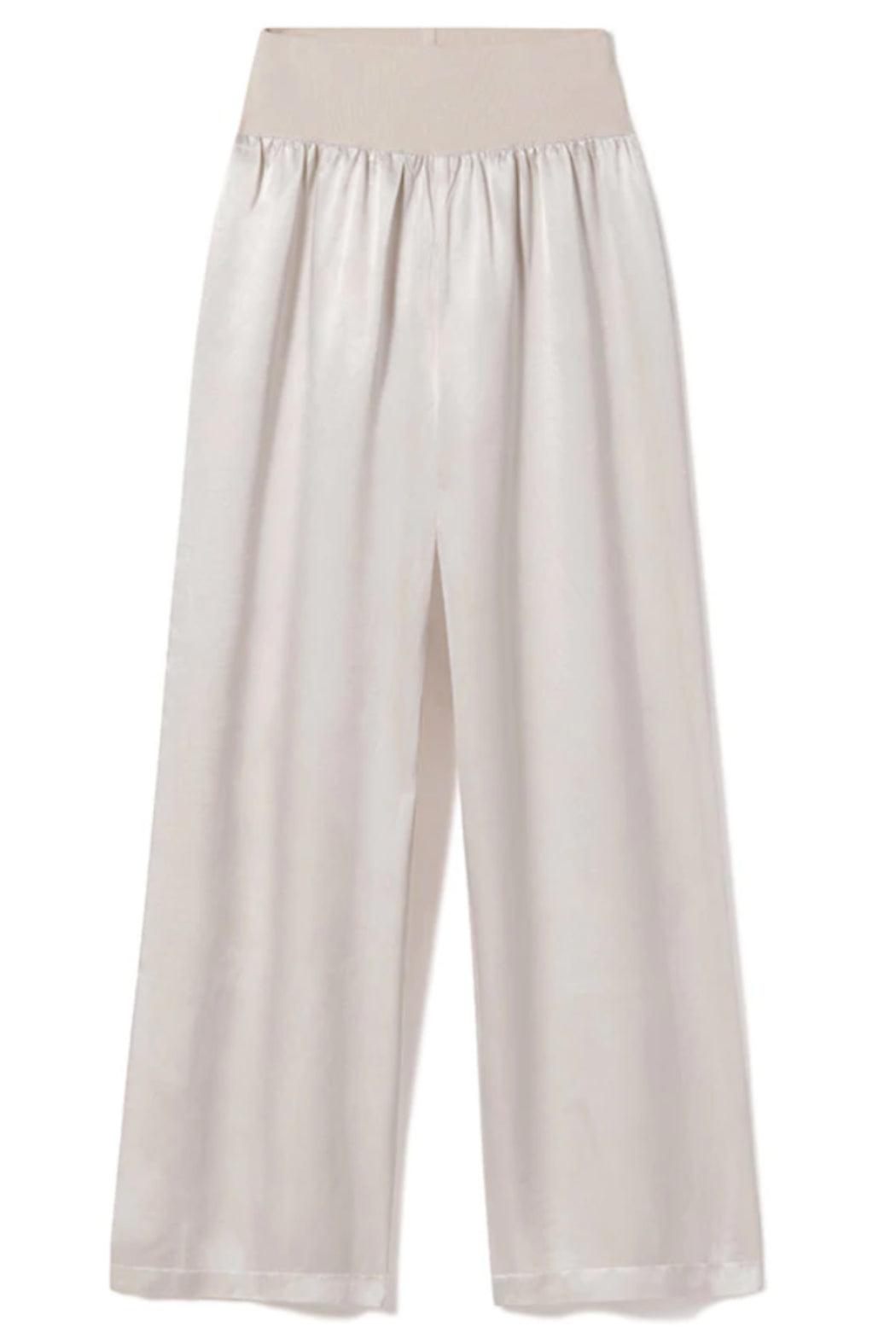 LOLA FOLDOVER KNIT WAISTBAND SATIN PANT Product Image