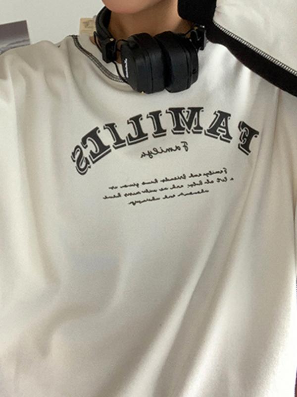 Letter Print Color Block Splice Sweatshirt Product Image