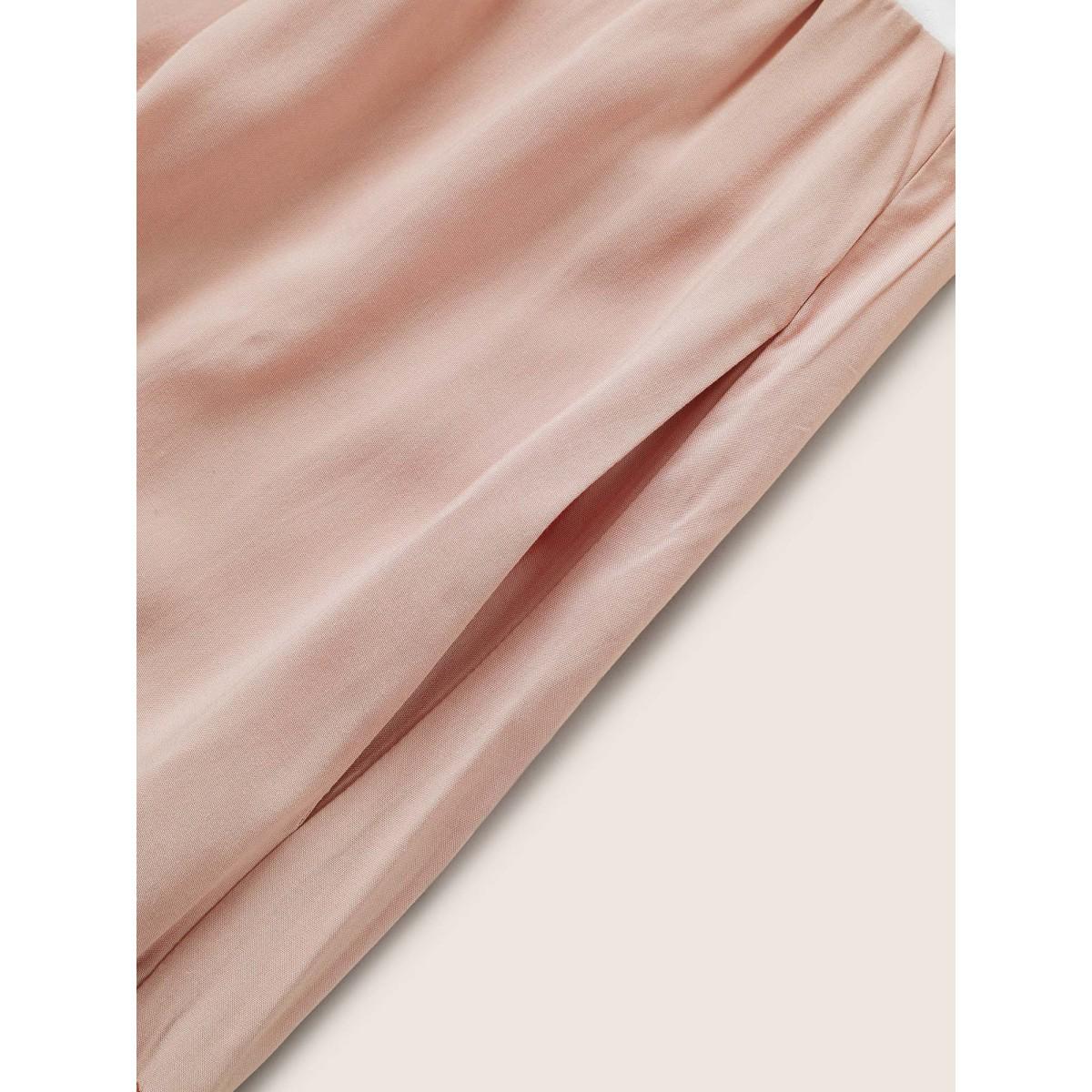 Plus Size Colorblock Contrast Patchwork Tie Neck Dress Multicolor Women Casual Non V-neck Elbow-length sleeve Curvy Midi Dress BloomChic 10/M Product Image