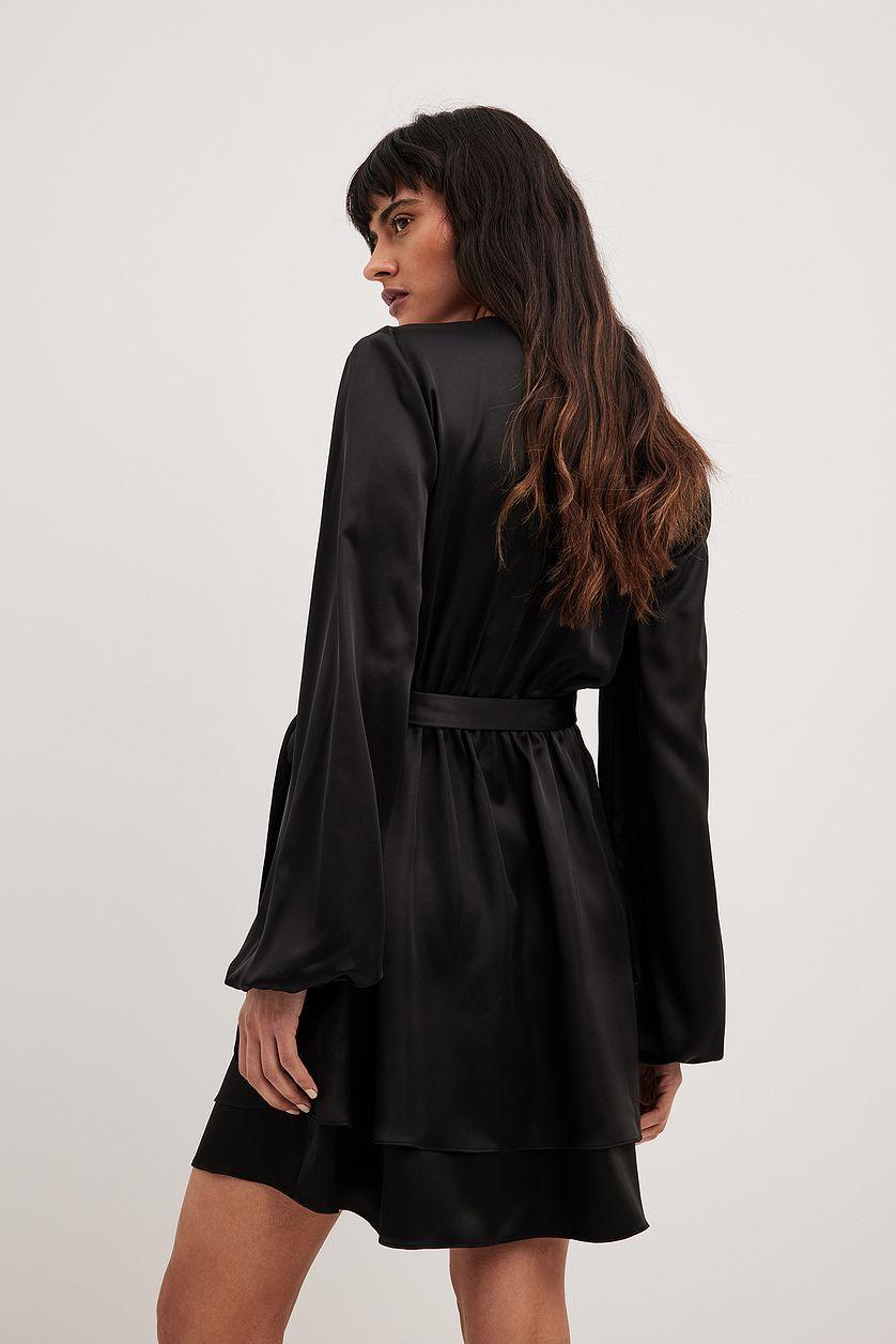 Satin Overlap Mini Dress Product Image