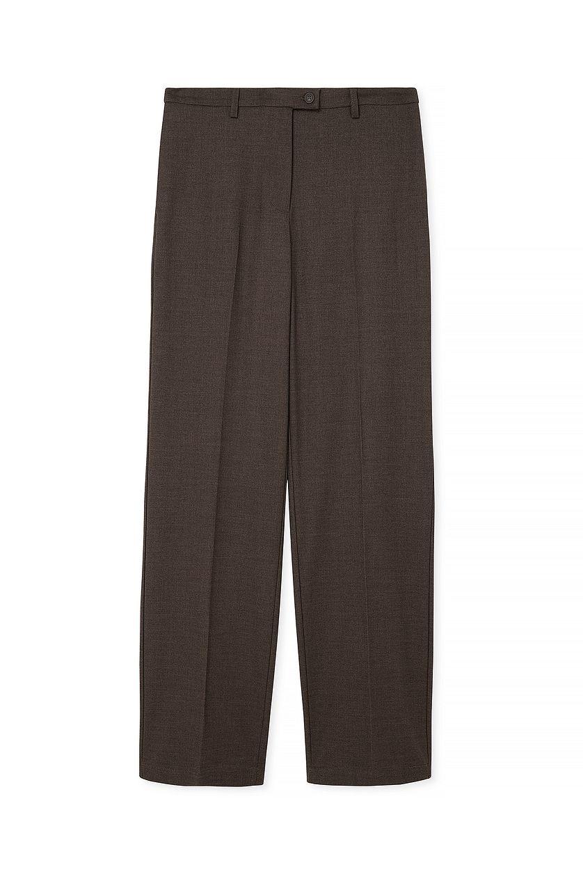 Tailored Mid Waist Trousers Grey Product Image