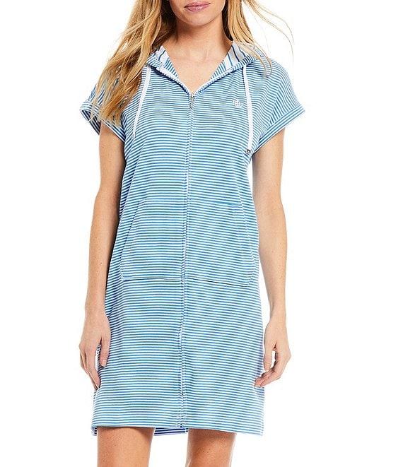 Lauren Ralph Lauren Striped Hoodie Interlock Zip Front Lounger Product Image