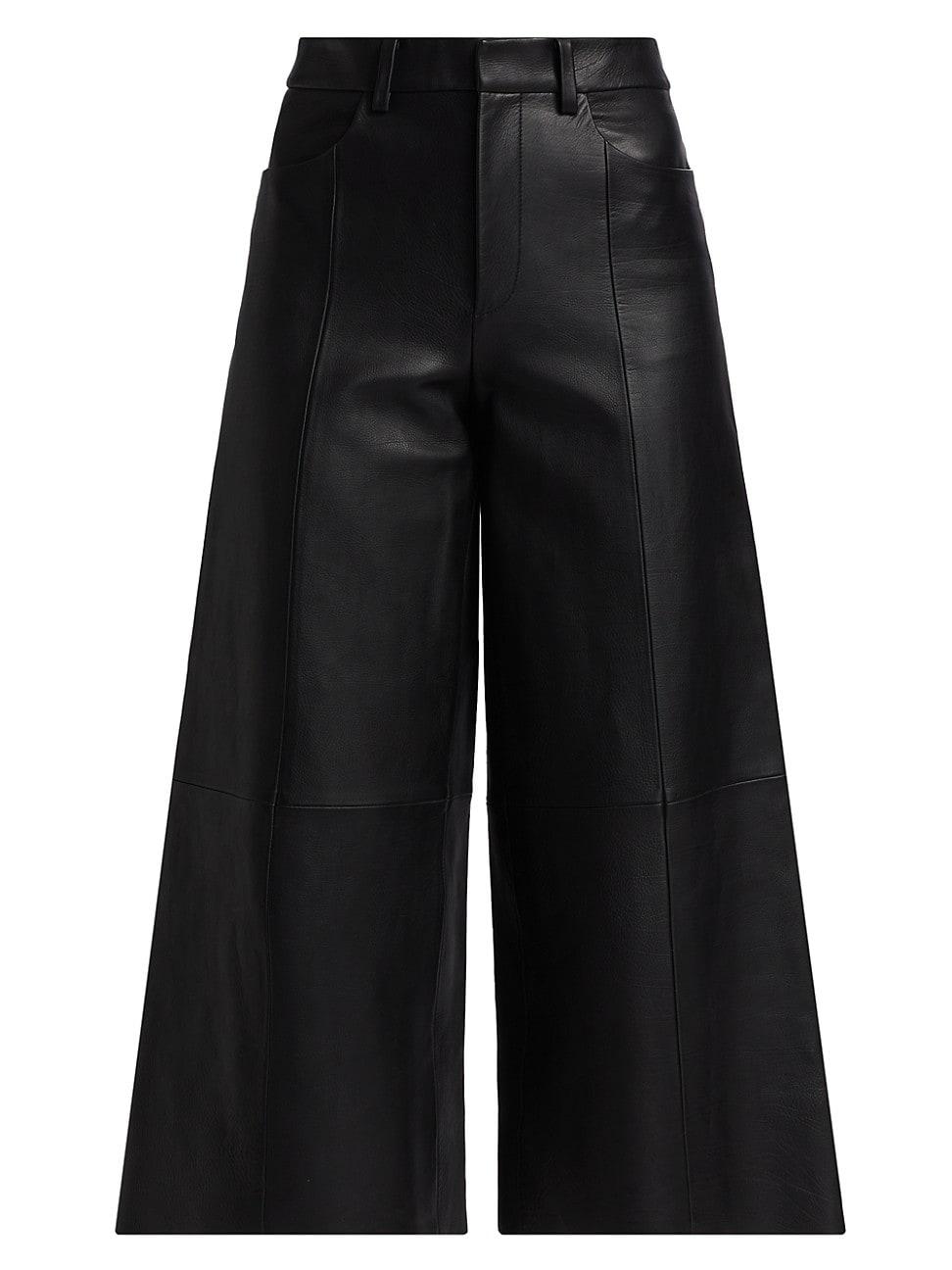 Womens Leather High-Rise Crop Pants Product Image
