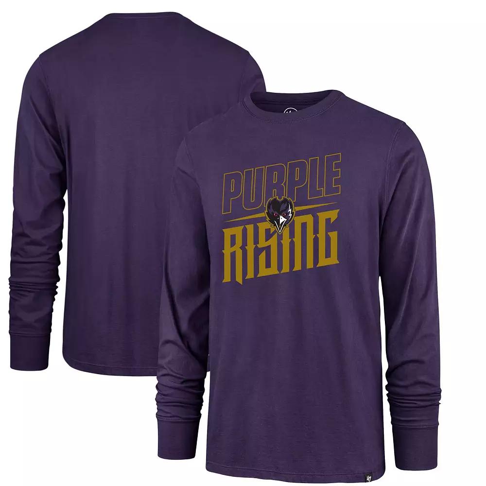 Men's '47 Purple Baltimore Ravens Purple Rising Super Rival Long Sleeve T-Shirt,  Product Image