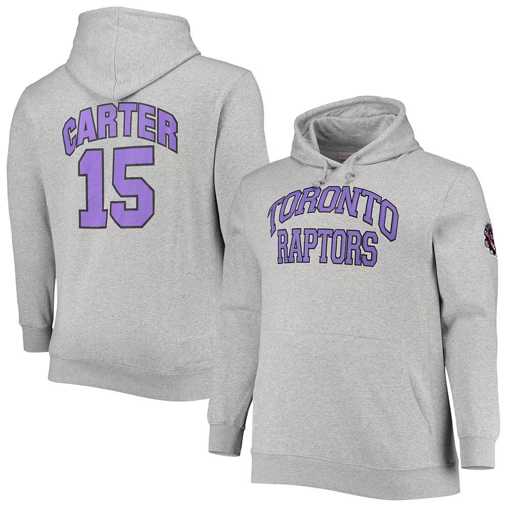 Men's Mitchell & Ness Vince Carter Heathered Gray Toronto Raptors Big & Tall Name & Number Pullover Hoodie, Size: 4XB, Rpt Grey Product Image