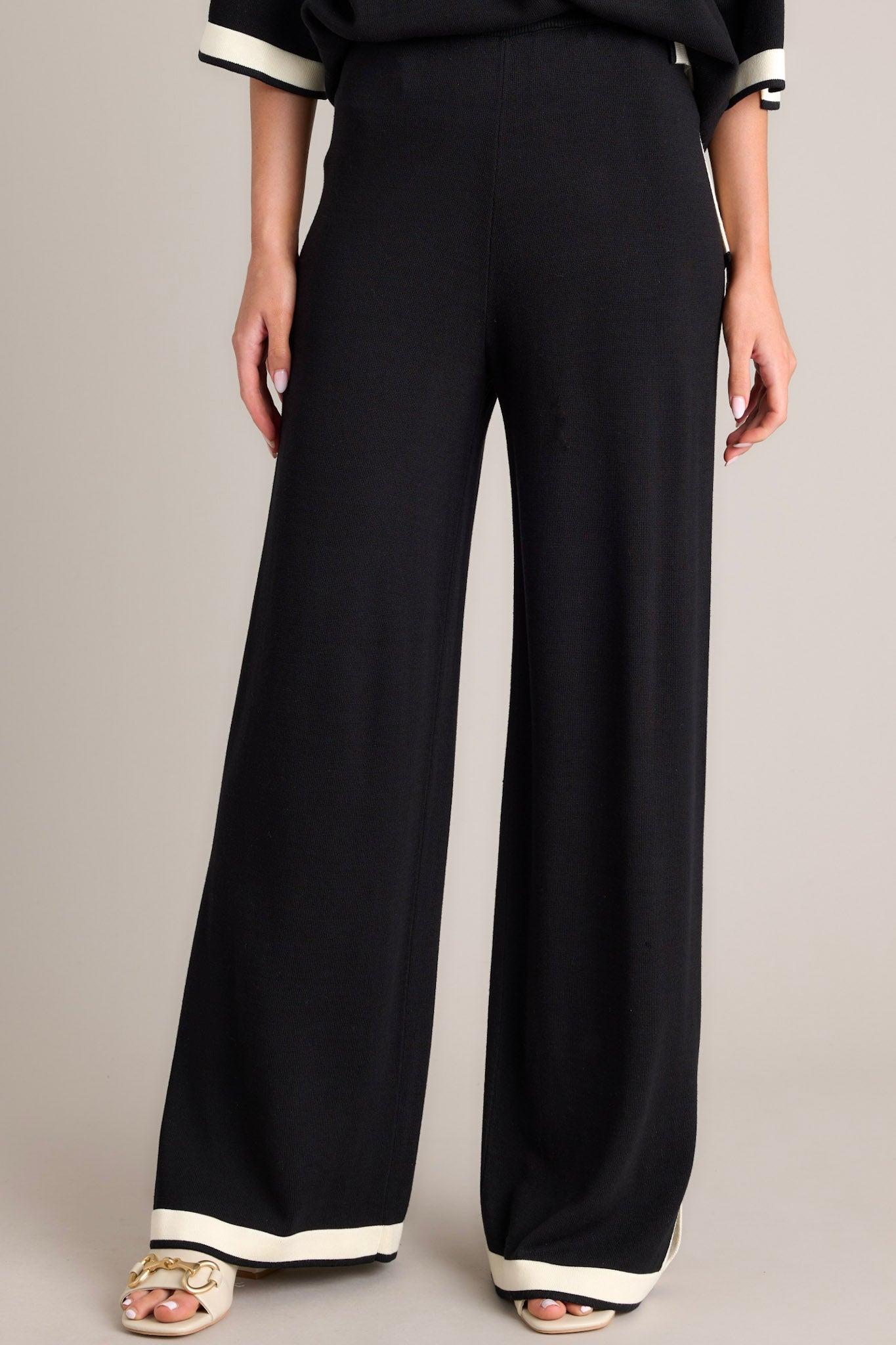 Bold Symphony Split Hem Black Sweater Pants Product Image