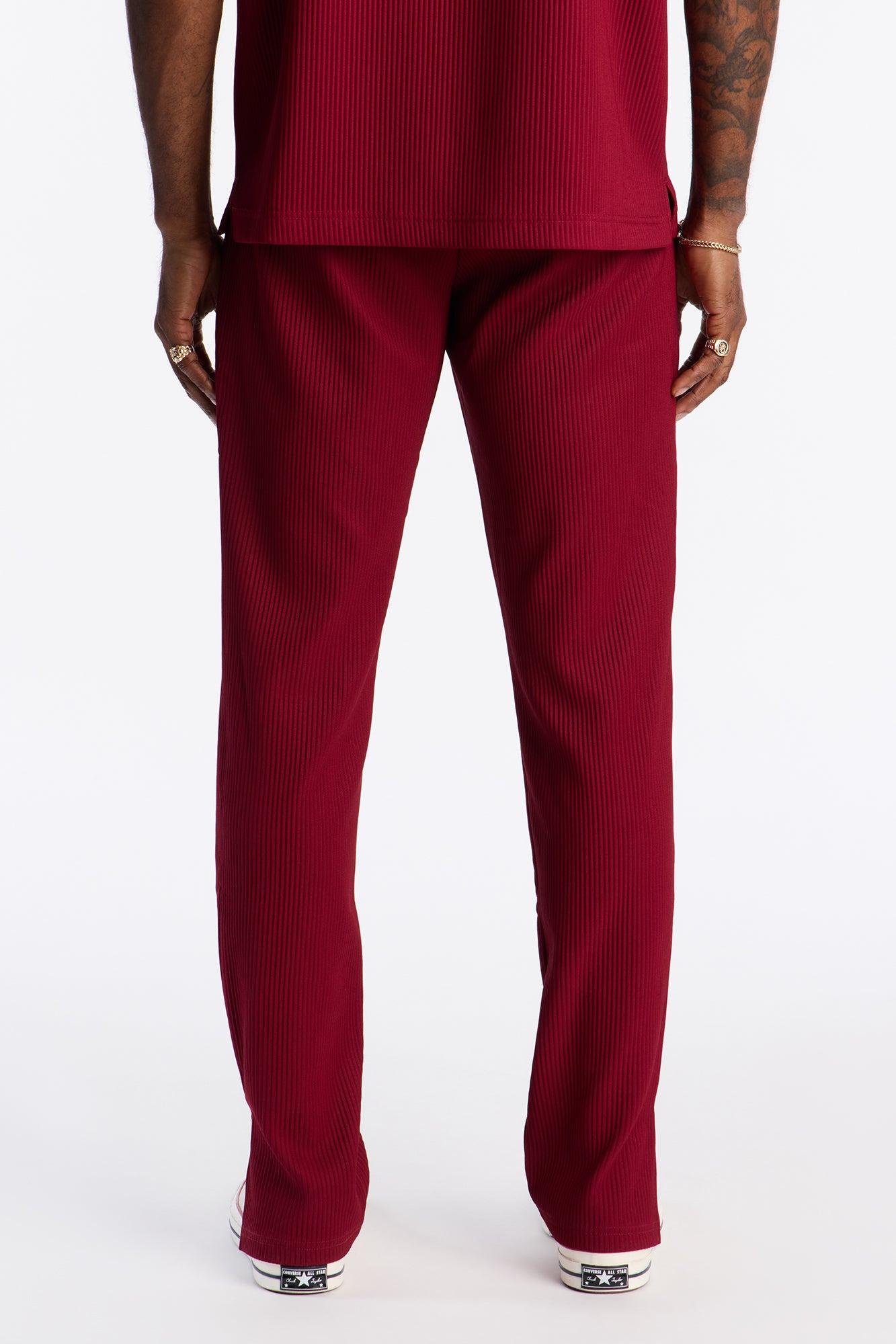 Show Up Slim Slit Pants - Burgundy Product Image