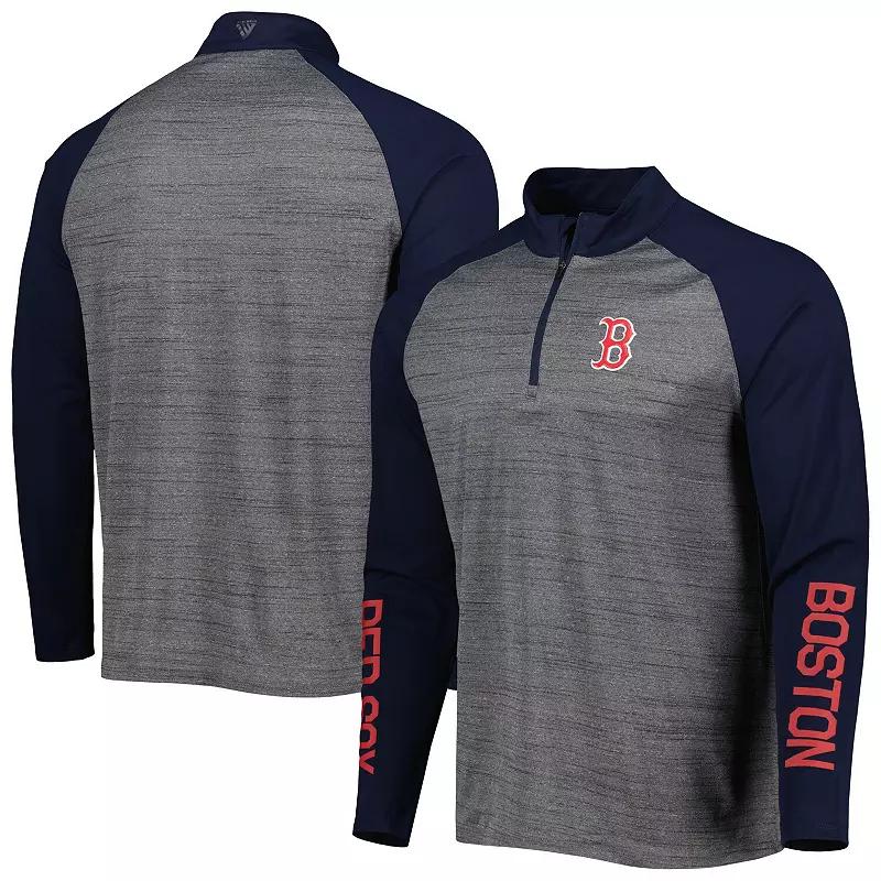 Men's Levelwear Heather Gray Boston Red Sox Vandal Raglan Quarter-Zip Top, Size: Small, Grey Product Image