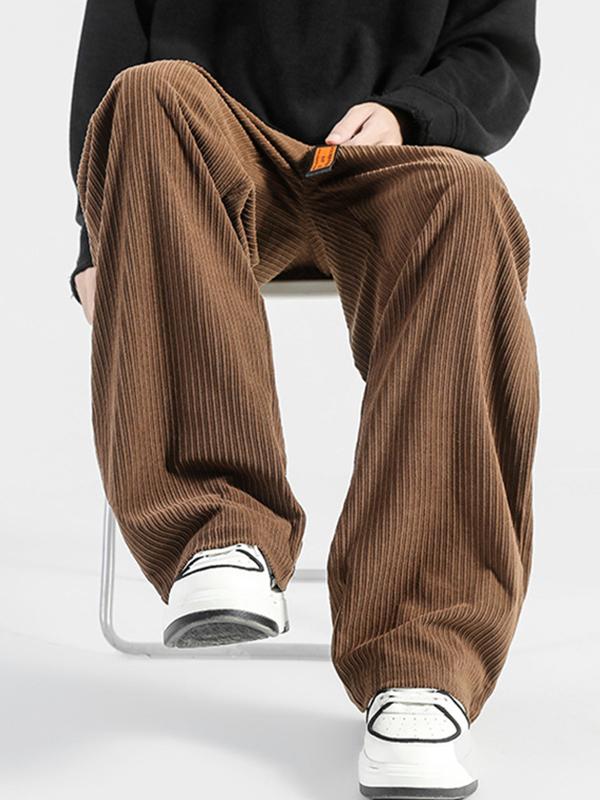 Men's Vintage Corduroy Drawstring Wide Leg Pants Product Image