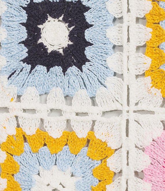 Charlie B. Crochet Knit Geometric Crew Neck Sleeveless Top Product Image