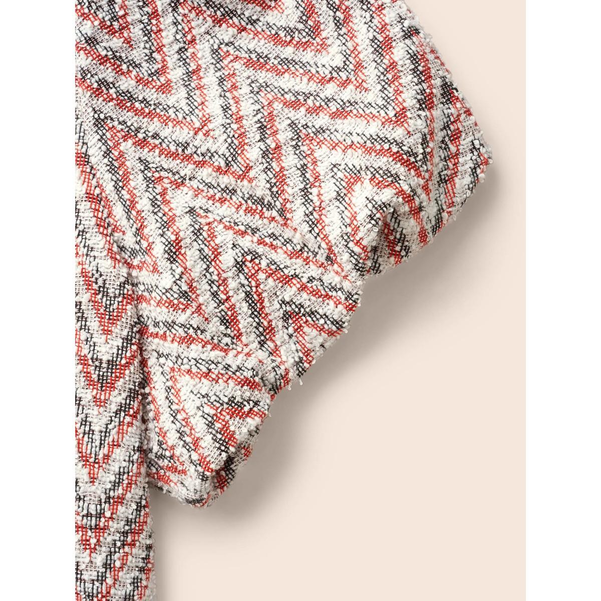 Plus Size Textured Round Neck Lantern Sleeve T-shirt Brightred Women Elegant Texture Round Neck Everyday T-shirts BloomChic 12/L Product Image