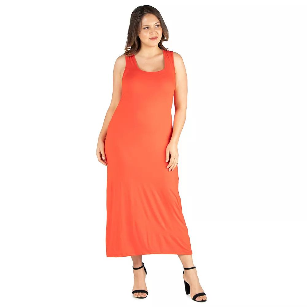 Plus Size 24seven Comfort Apparel Racerback Maxi Dress, Women's, Size: 2XL, Orange Product Image