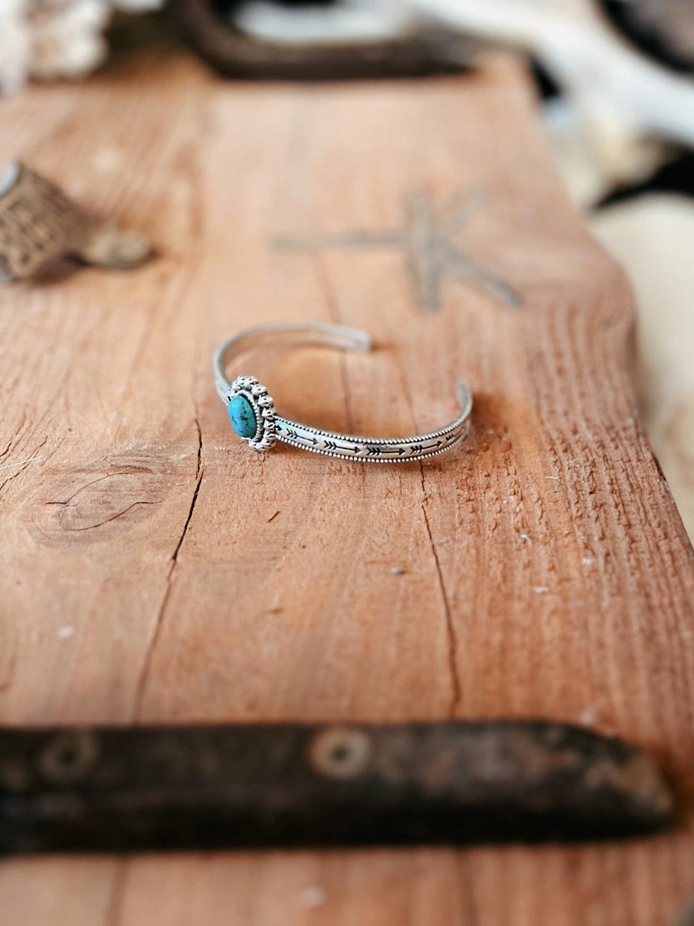 Oval Turquoise Stone Cuff Bracelet Product Image