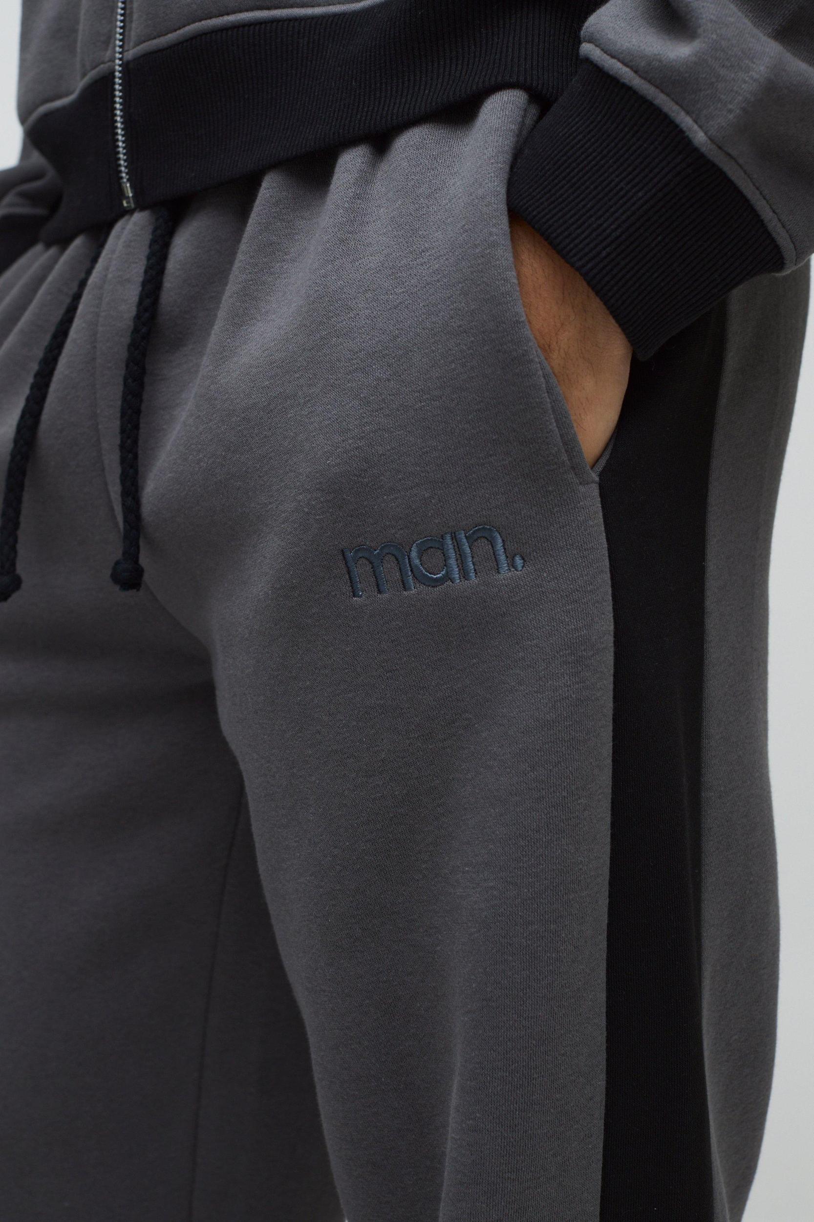 Relaxed Fit Man Panel Detail Sweatpants | boohooMAN USA Product Image