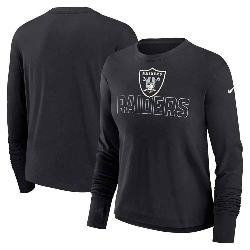 Women's Nike Black Las Vegas Raiders High Hip Performance Long Sleeve T-Shirt, Size: XL, Lvr Black Product Image
