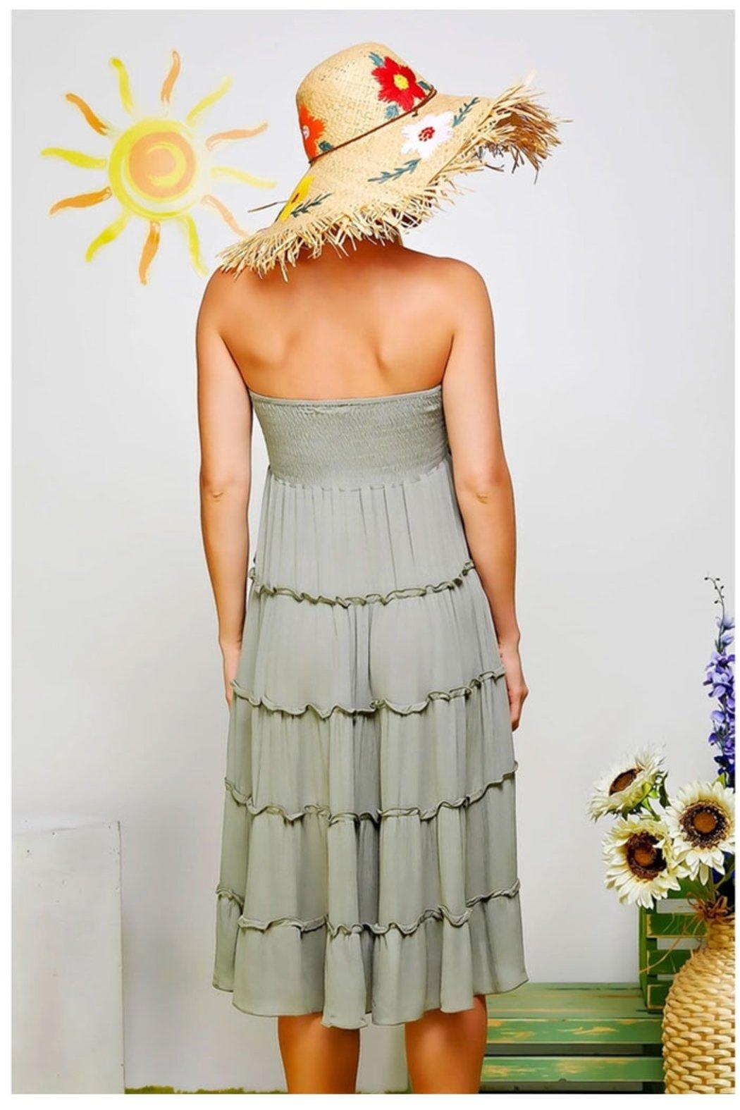 Tiered Gradient Smocking Convertible Skirt Dress Product Image