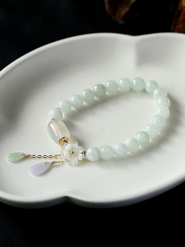 National Jade Beads&Flower Handmade Bracelet Product Image