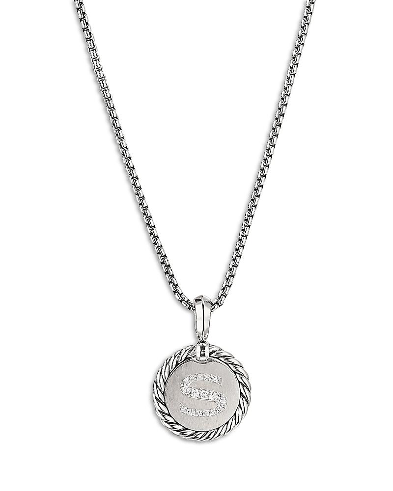 Womens Initial Charm Necklace in Sterling Silver Product Image