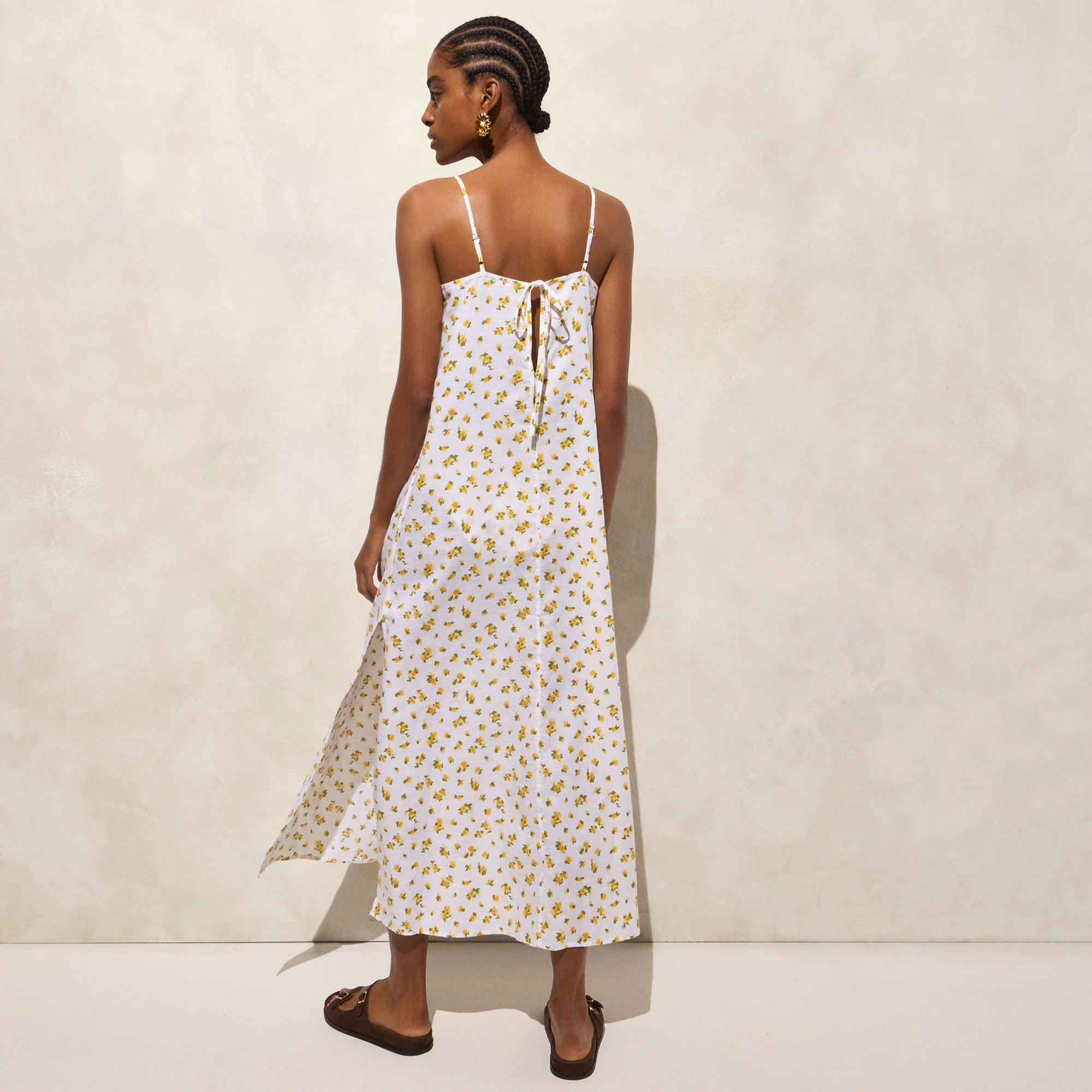 Linen-cotton blend tie-back midi dress Product Image