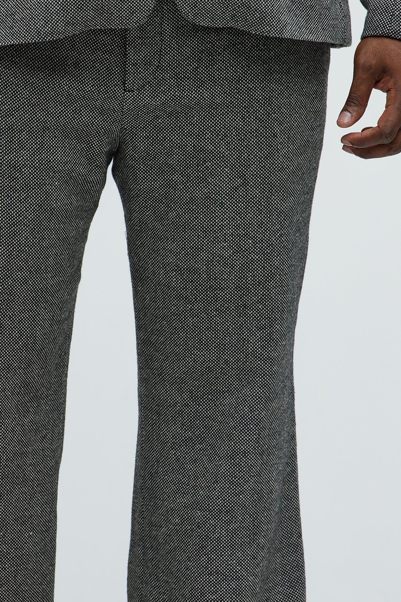 Hancock Tweed Textured Relaxed Straight Trousers - Charcoal Product Image